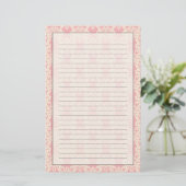 Retro mit Blumendamast Briefpapier (Stehend Vorderseite)