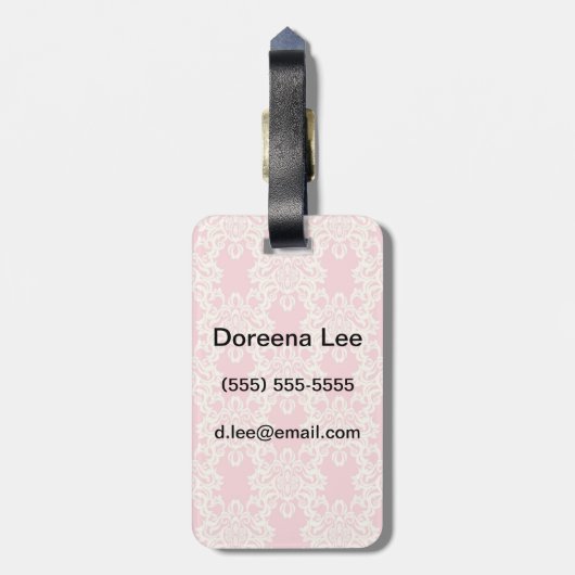 Retro mit Blumendamast Gepäckanhänger (Rückseite vertikal)