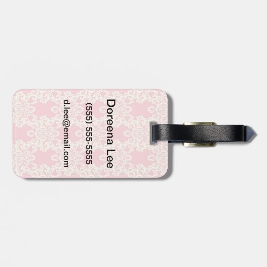 Retro mit Blumendamast Gepäckanhänger (Rückseite horizontal)