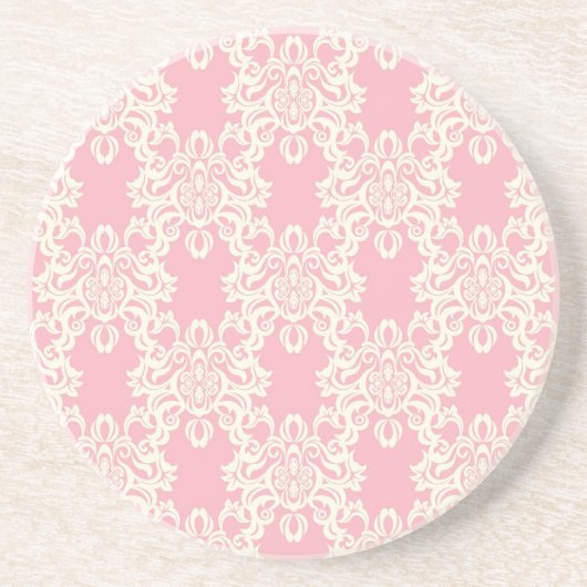 Retro mit Blumendamast Sandstein Untersetzer (Vorne)