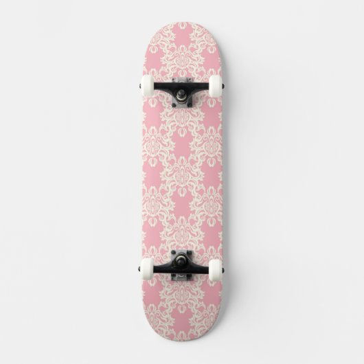 Retro mit Blumendamast Skateboard (Vorderseite)