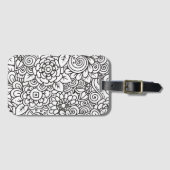 Retro mit Blumengekritzel Gepäckanhänger (Vorderseite (Horizontal))