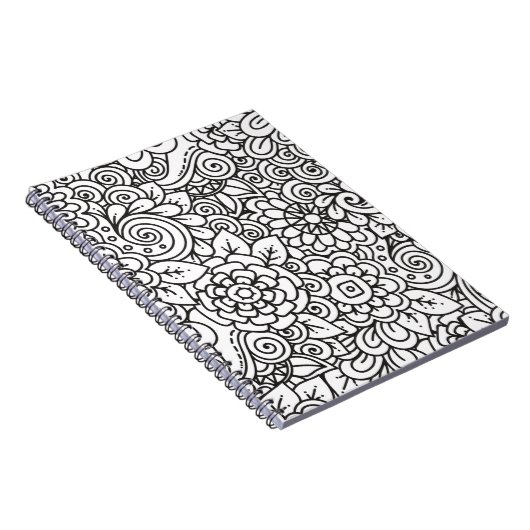 Retro mit Blumengekritzel Notizblock (Rechte Seite)