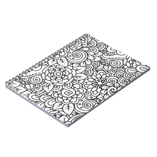 Retro mit Blumengekritzel Notizblock (Linke Seite)