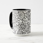 Retro mit Blumengekritzel Tasse (Vorderseite Links)