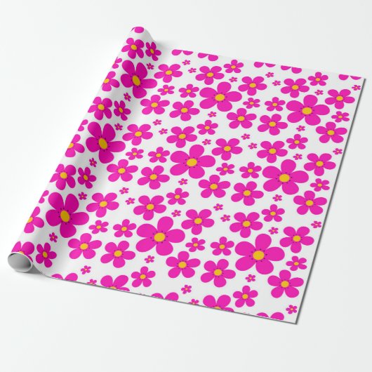 Retro mit Blumenmuster Geschenkpapier (Ungerollt)