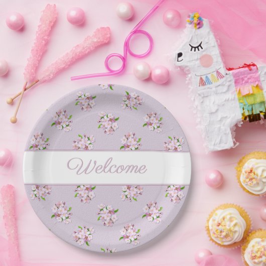 Retro mit Blumenmuster Pappteller (Party)