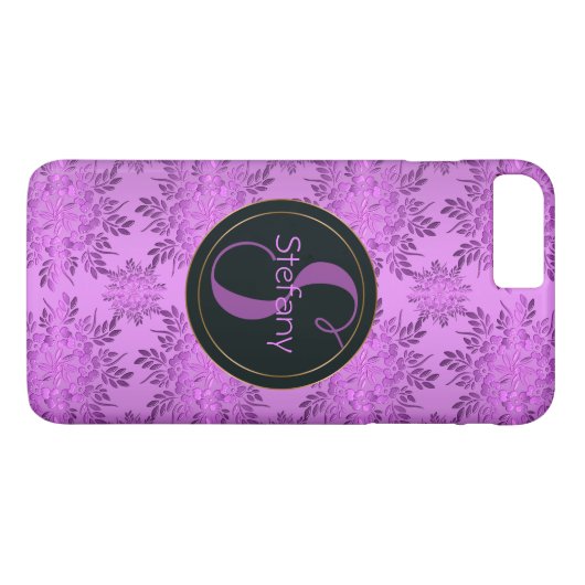Retro mit Blumenpattern.monogram. Case-Mate iPhone Hülle (Rückseite (Horizontal))
