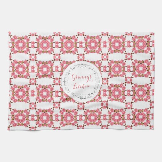 Retro mit Blumenpattern.text. Geschirrtuch (Horizontal)