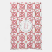 Retro mit Blumenpattern.text. Geschirrtuch (Vertikal)