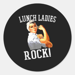 Retro-Mittagessen-Damen rocken Cafeteria-Mitarbeit Runder Aufkleber