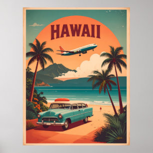 Retro-Mitte des 20. Jahrhunderts Hawaii-Reise-Tour Poster