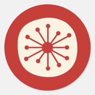 Retro Mitte des Jahrhunderts Atomare Punkte Einfac Runder Aufkleber