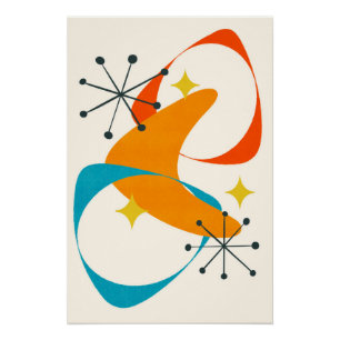 Retro Mitte des Jahrhunderts Atomares Weltraumzeit Poster