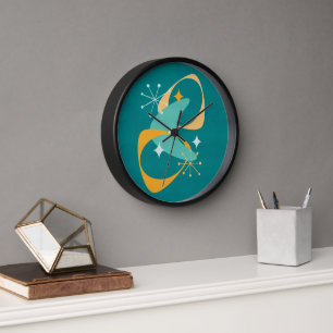 Retro Mitte des Jahrhunderts Atomares Weltraumzeit Uhr