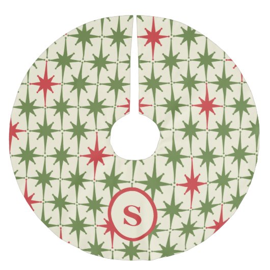 Retro Mitte des Jahrhunderts Atomic Christmas Star Polyester Weihnachtsbaumdecke (Vorderseite)