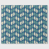 Retro Mitte des Jahrhunderts blaues Muster Geschenkpapier (Flach)