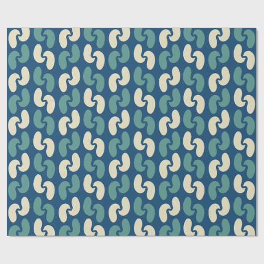 Retro Mitte des Jahrhunderts blaues Muster Geschenkpapier (Flach)