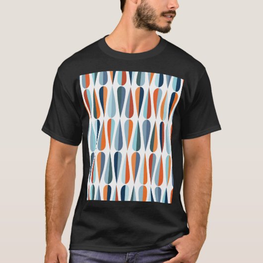 Retro Mitte des Jahrhunderts, Fallformen Muster. T-Shirt (Vorderseite)