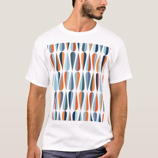 Retro Mitte des Jahrhunderts, Fallformen Muster. T-Shirt (Vorderseite)
