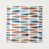 Retro Mitte des Jahrhunderts, Fallformen Muster. Wandteppich (Vorderseite (Horizontal))