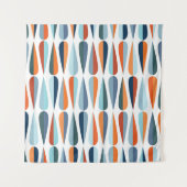 Retro Mitte des Jahrhunderts, Fallformen Muster. Wandteppich (Vorderseite)