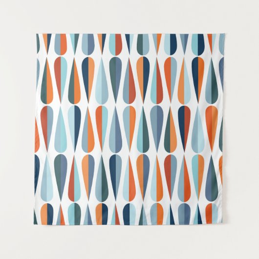 Retro Mitte des Jahrhunderts, Fallformen Muster. Wandteppich (Vorderseite)