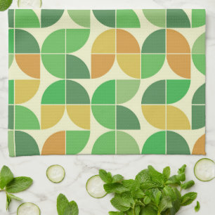Retro Mitte des Jahrhunderts Geometrisch floral gr Geschirrtuch