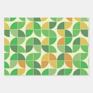 Retro Mitte des Jahrhunderts Geometrische Florale Geschenkpapier Set
