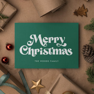 Retro-Mitte-des-Jahrhunderts Grün Frohe Weihnachte Feiertagskarte