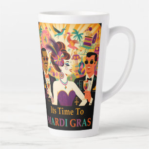 Retro-Mitte-des-Jahrhunderts Mardi-Gras-Cocktailpa Milchtasse