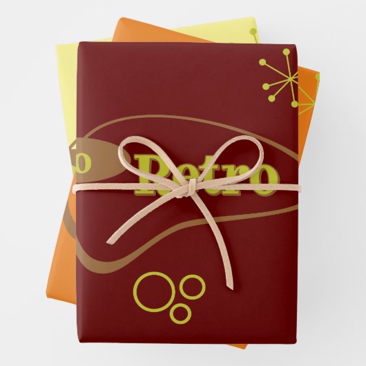 Retro Mitte des Jahrhunderts modern Geschenkpapier Set (Beispiel)