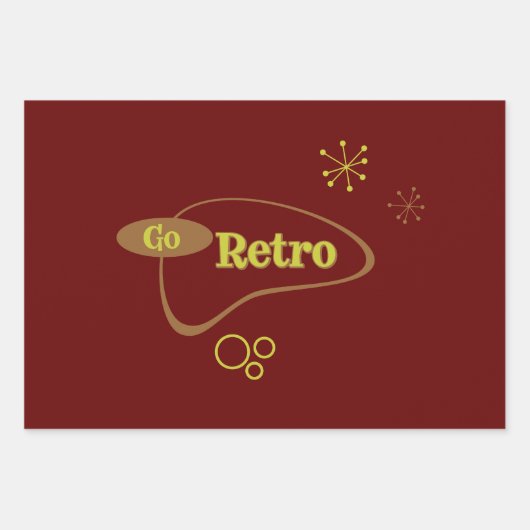 Retro Mitte des Jahrhunderts modern Geschenkpapier Set (Vorderseite)