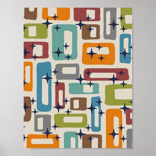Retro-Mitte-des-Jahrhunderts-Moderne-Abstrakt Poster (Vorne)