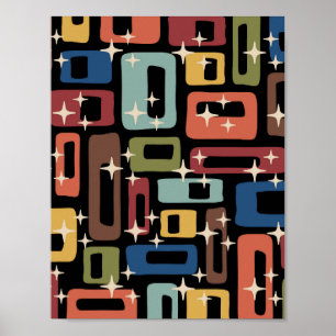 Retro-Mitte-des-Jahrhunderts-Moderne-Abstrakt Poster