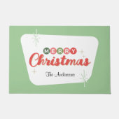 Retro Mitte des Jahrhunderts Moderne frohe Weihnac Fußmatte (Vorderseite)