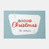 Retro Mitte des Jahrhunderts Moderne frohe Weihnac Fußmatte (Vorderseite)