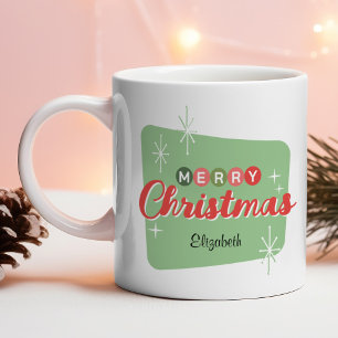 Retro Mitte des Jahrhunderts Moderne frohe Weihnac Kaffeetasse