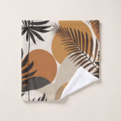 Retro Mitte des Jahrhunderts Moderne Herbstpalmenb Badhandtuch Set (Waschlappen)