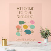 Retro Mitte des Jahrhunderts Moderne Hochzeit will Acrylschild (Hochzeit)