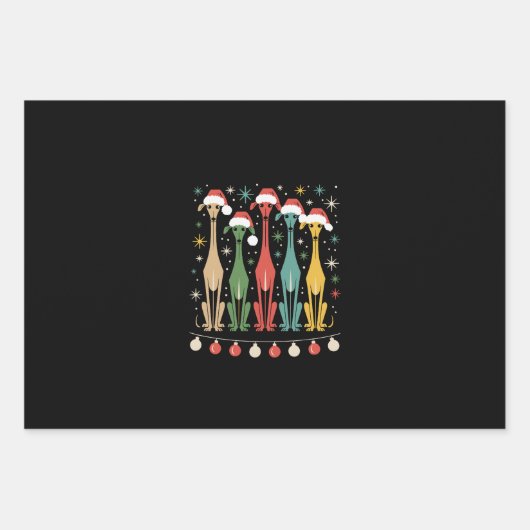 Retro Mitte des Jahrhunderts Moderne Hunde 50er 60 Geschenkpapier Set (Vorderseite)