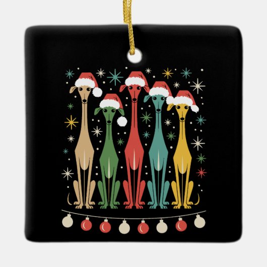 Retro Mitte des Jahrhunderts Moderne Hunde 50er 60 Keramikornament (Vorderseite)