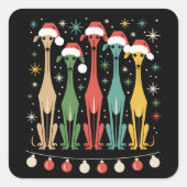 Retro Mitte des Jahrhunderts Moderne Hunde 50er 60 Quadratischer Aufkleber (Vorderseite)