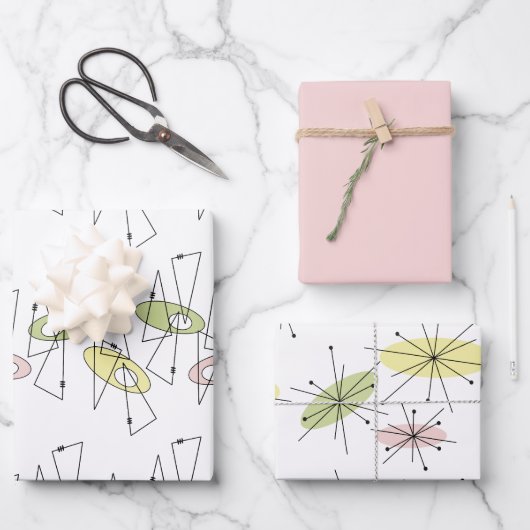 Retro Mitte des Jahrhunderts Moderne jeden Augenbl Geschenkpapier Set (Vorderseite)