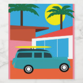 Retro Mitte des Jahrhunderts Moderne Kalifornien P Weinetikett (Einzelnes Label)