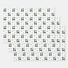 Retro Mitte des Jahrhunderts Moderne Katze Geschenkpapier Set