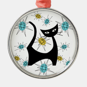 Retro Mitte des Jahrhunderts Moderne Katze Ornament Aus Metall
