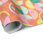 Retro Mitte des Jahrhunderts Moderne Sonnige Palms Geschenkpapier (Rolleneckpunkt)