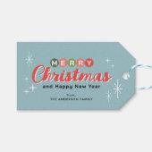 Retro Mitte des Jahrhunderts Moderne Weihnachten Geschenkanhänger (Vorderseite (Horizontal))