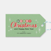 Retro Mitte des Jahrhunderts Moderne Weihnachten Geschenkanhänger (Vorderseite (Horizontal))